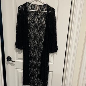 Mauve Black Lace Robe